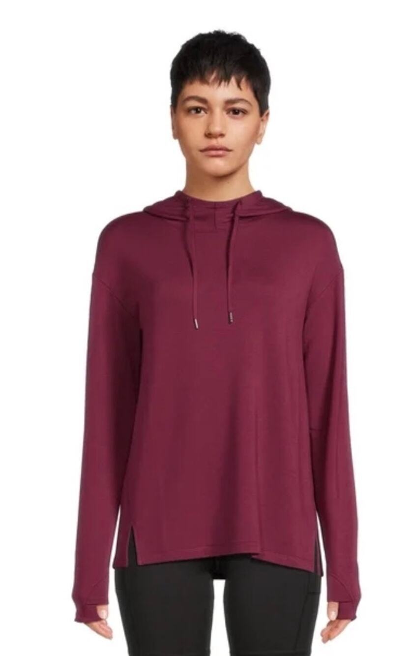 Athletic Works Maroon French Terry Mock Neck Hood Sweatshirt Plus XXXL (22)